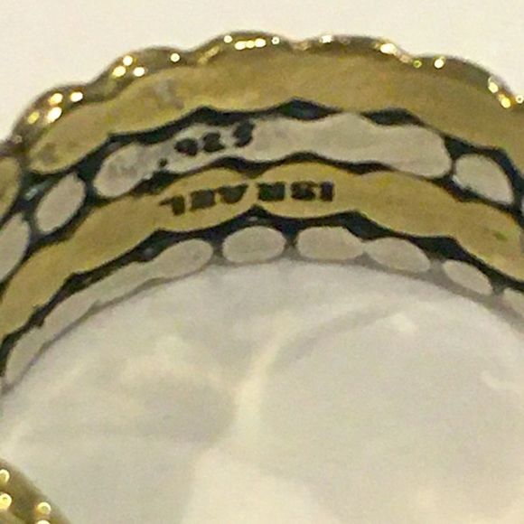 SILPADA Two Tone Sterling Silver Gold Tone Brass Stacked Ring Made In Israel - Picture 11 of 16